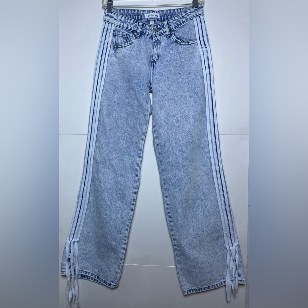 Light wash Denim with White Stripes , juniors size 0